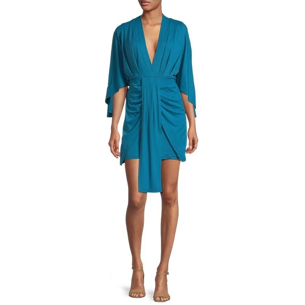 Susana Monaco NWT Pleated Dolman Wrap Dress in Ibiza (Dark turquoise) (A12)